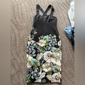 Ted Baker Black Floral Midi Dress